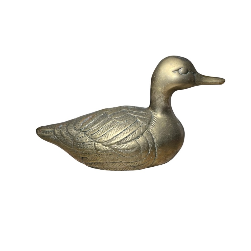 Vintage brass duck figurine decor